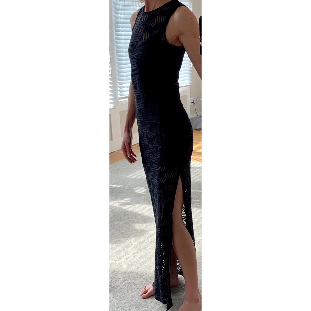 BCBGeneration Black Maxi Dress with Navy Blue Slip